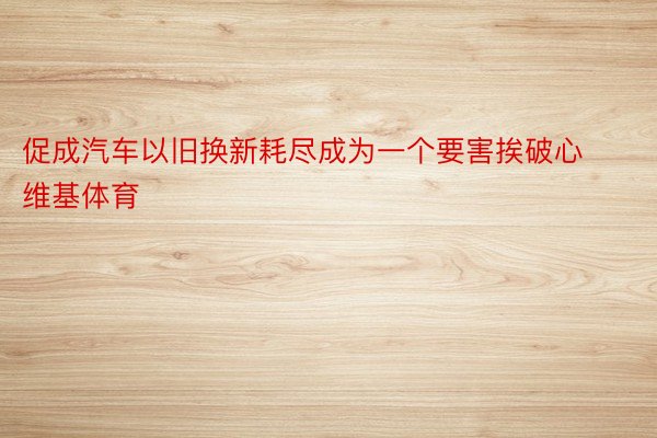 促成汽车以旧换新耗尽成为一个要害挨破心维基体育