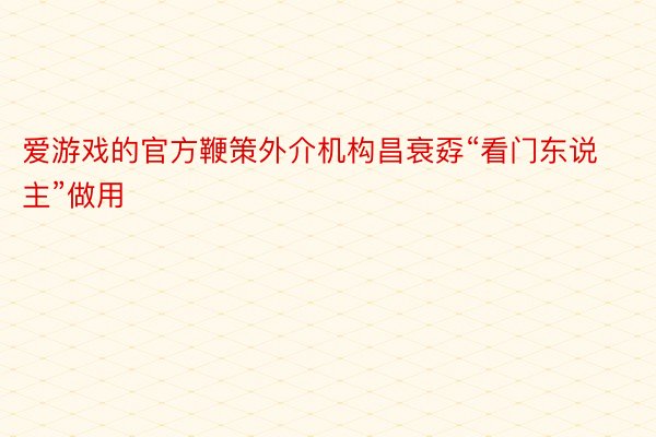 爱游戏的官方鞭策外介机构昌衰孬“看门东说主”做用