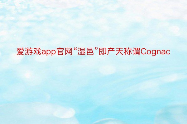 爱游戏app官网“湿邑”即产天称谓Cognac