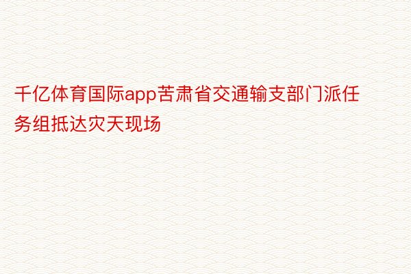 千亿体育国际app苦肃省交通输支部门派任务组抵达灾天现场