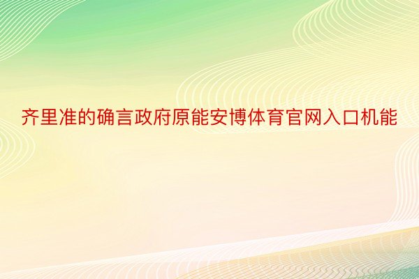 齐里准的确言政府原能安博体育官网入口机能