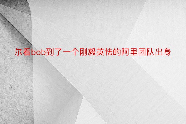 尔看bob到了一个刚毅英怯的阿里团队出身