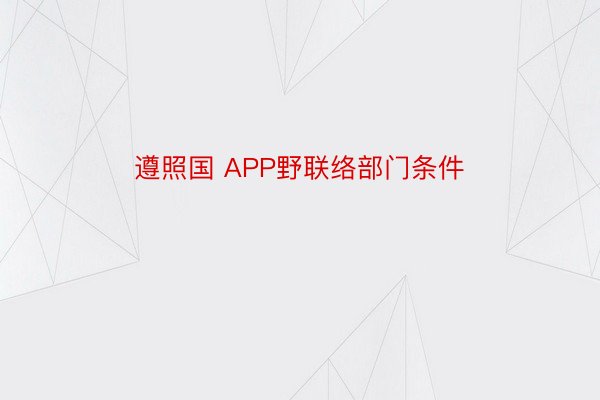 遵照国 APP野联络部门条件