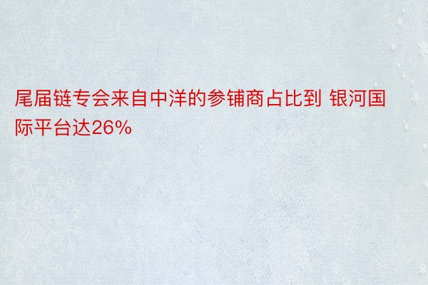 尾届链专会来自中洋的参铺商占比到 银河国际平台达26%