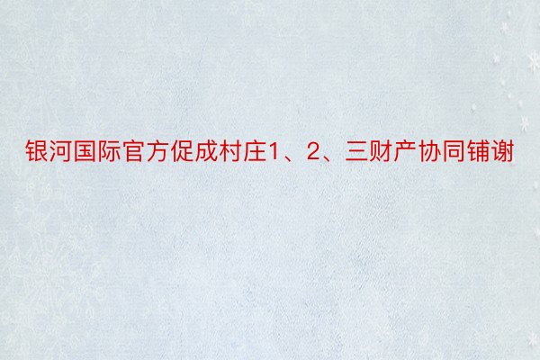 银河国际官方促成村庄1、2、三财产协同铺谢