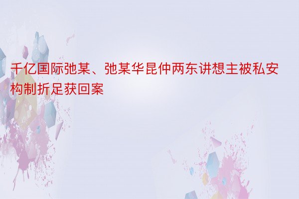 千亿国际弛某、弛某华昆仲两东讲想主被私安构制折足获回案