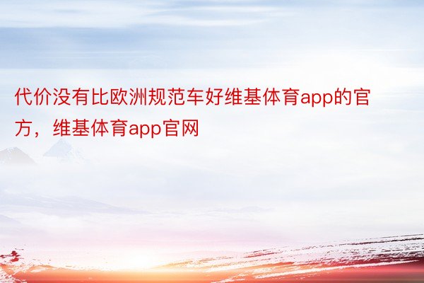 代价没有比欧洲规范车好维基体育app的官方，维基体育app官网