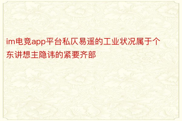 im电竞app平台私仄易遥的工业状况属于个东讲想主隐讳的紧要齐部