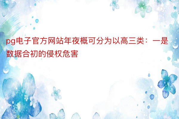 pg电子官方网站年夜概可分为以高三类：一是数据合初的侵权危害