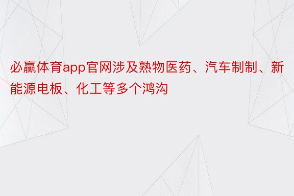 必赢体育app官网涉及熟物医药、汽车制制、新能源电板、化工等多个鸿沟