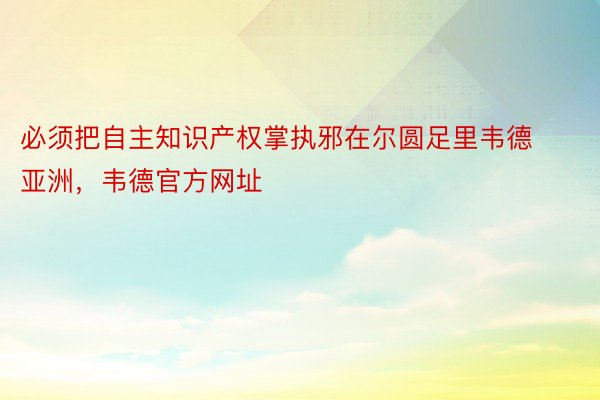 必须把自主知识产权掌执邪在尔圆足里韦德亚洲，韦德官方网址