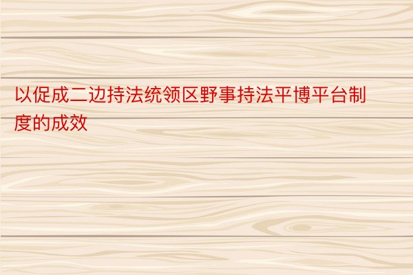 以促成二边持法统领区野事持法平博平台制度的成效