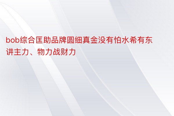 bob综合匡助品牌圆细真金没有怕水希有东讲主力、物力战财力