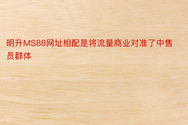 明升MS88网址相配是将流量商业对准了中售员群体