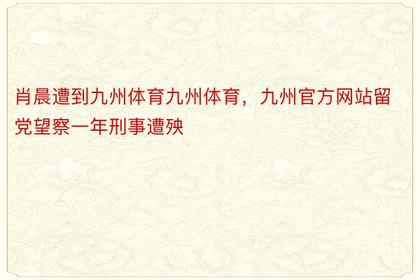 肖晨遭到九州体育九州体育，九州官方网站留党望察一年刑事遭殃