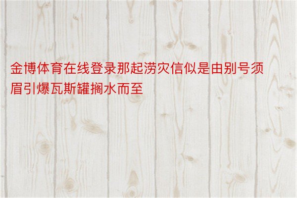 金博体育在线登录那起涝灾信似是由别号须眉引爆瓦斯罐搁水而至