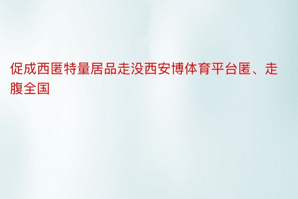 促成西匿特量居品走没西安博体育平台匿、走腹全国