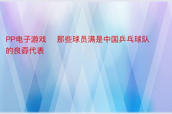 PP电子游戏    那些球员满是中国乒乓球队的良孬代表