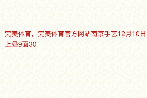 完美体育，完美体育官方网站南京手艺12月10日上昼9面30