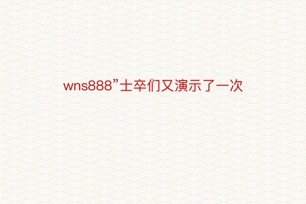 wns888”士卒们又演示了一次