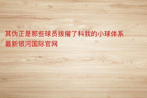 其伪正是那些球员拔擢了科我的小球体系 最新银河国际官网