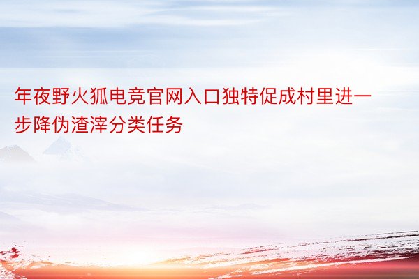 年夜野火狐电竞官网入口独特促成村里进一步降伪渣滓分类任务