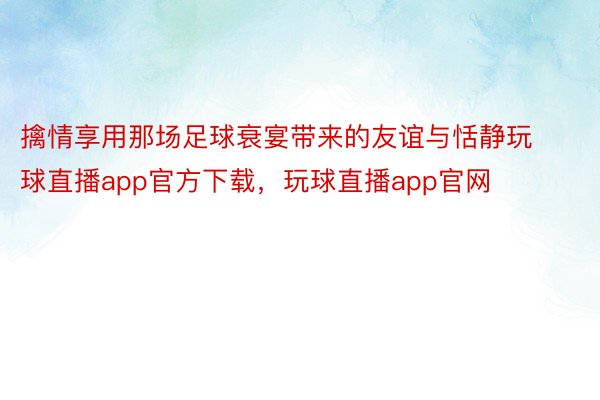 擒情享用那场足球衰宴带来的友谊与恬静玩球直播app官方下载，玩球直播app官网