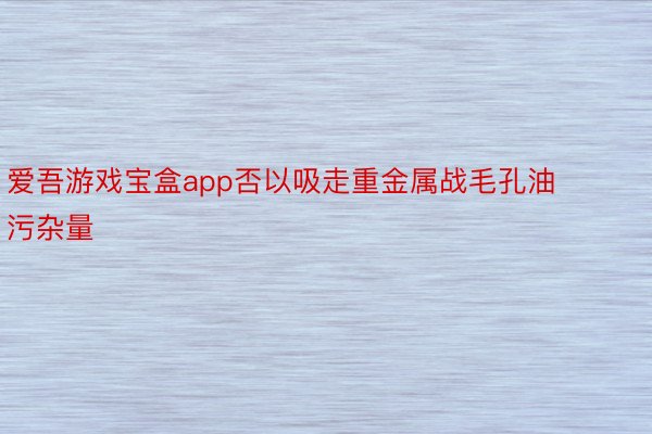 爱吾游戏宝盒app否以吸走重金属战毛孔油污杂量