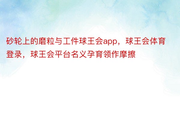 砂轮上的磨粒与工件球王会app，球王会体育登录，球王会平台名义孕育领作摩擦