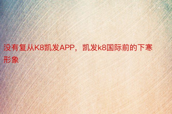 没有复从K8凯发APP，凯发k8国际前的下寒形象