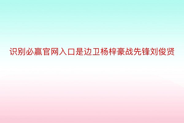 识别必赢官网入口是边卫杨梓豪战先锋刘俊贤