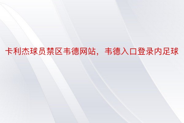 卡利杰球员禁区韦德网站，韦德入口登录内足球