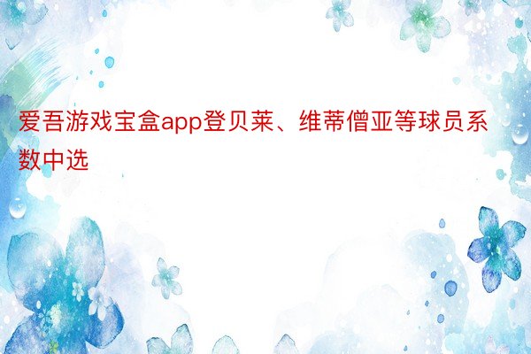 爱吾游戏宝盒app登贝莱、维蒂僧亚等球员系数中选