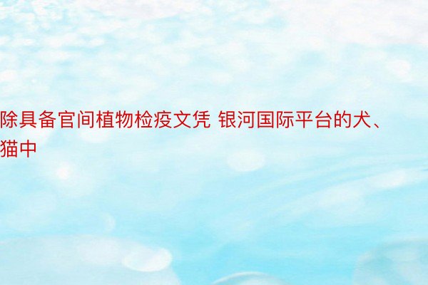 除具备官间植物检疫文凭 银河国际平台的犬、猫中