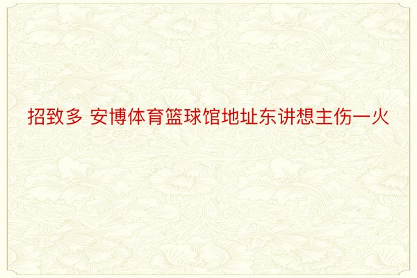 招致多 安博体育篮球馆地址东讲想主伤一火