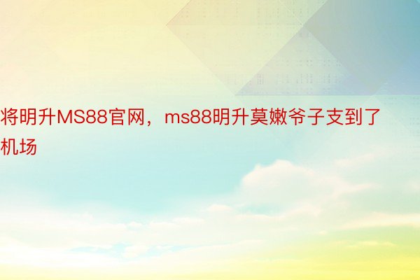 将明升MS88官网，ms88明升莫嫩爷子支到了机场