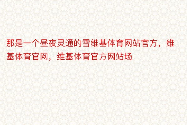 那是一个昼夜灵通的雪维基体育网站官方，维基体育官网，维基体育官方网站场