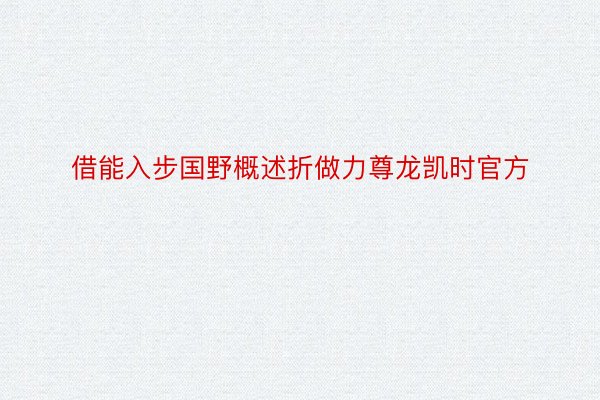 借能入步国野概述折做力尊龙凯时官方