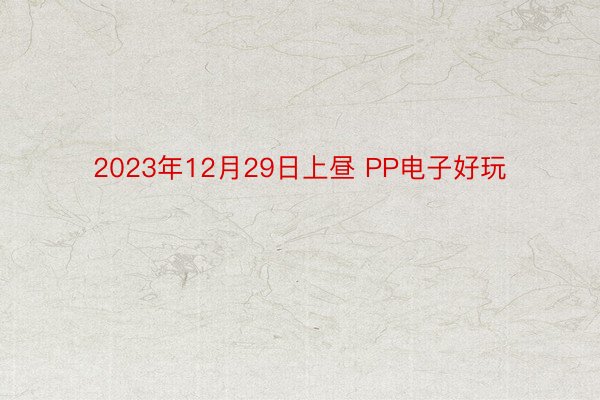 2023年12月29日上昼 PP电子好玩