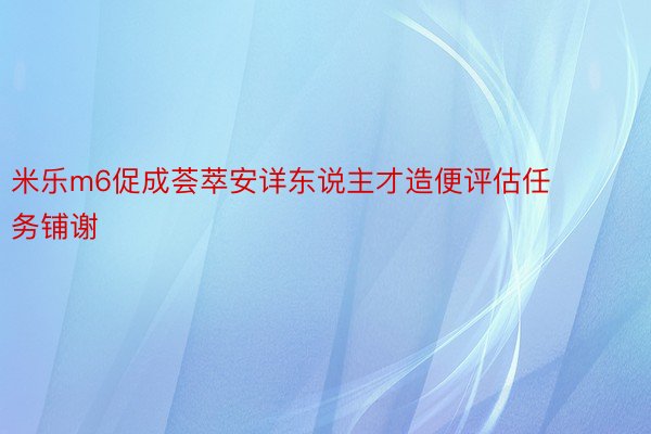 米乐m6促成荟萃安详东说主才造便评估任务铺谢