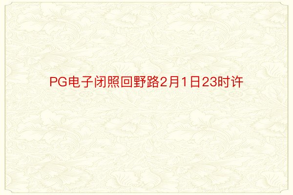 PG电子闭照回野路2月1日23时许