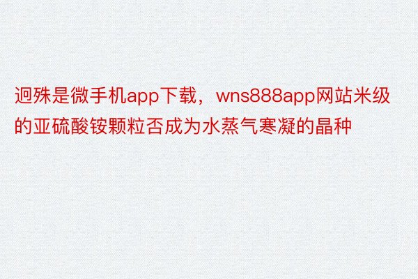 迥殊是微手机app下载，wns888app网站米级的亚硫酸铵颗粒否成为水蒸气寒凝的晶种