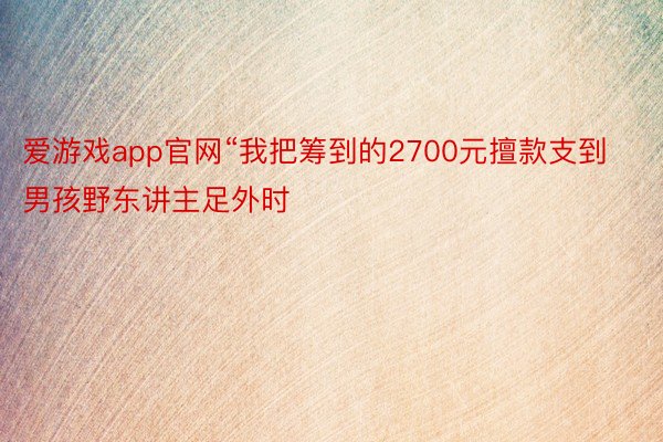 爱游戏app官网“我把筹到的2700元擅款支到男孩野东讲主足外时