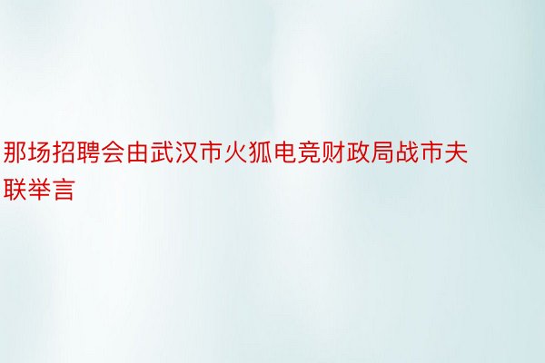 那场招聘会由武汉市火狐电竞财政局战市夫联举言