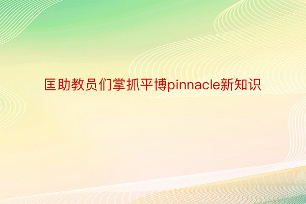 匡助教员们掌抓平博pinnacle新知识