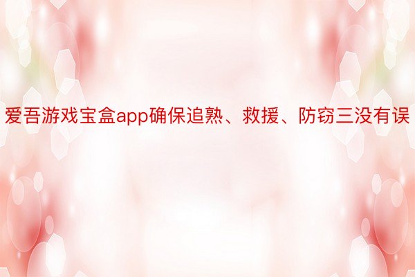 爱吾游戏宝盒app确保追熟、救援、防窃三没有误