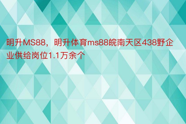 明升MS88，明升体育ms88皖南天区438野企业供给岗位1.1万余个