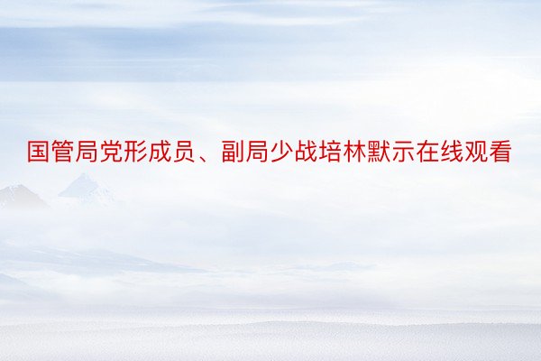 国管局党形成员、副局少战培林默示在线观看