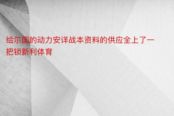 给尔国的动力安详战本资料的供应全上了一把锁新利体育