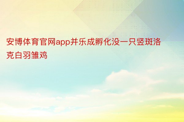 安博体育官网app并乐成孵化没一只竖斑洛克白羽雏鸡